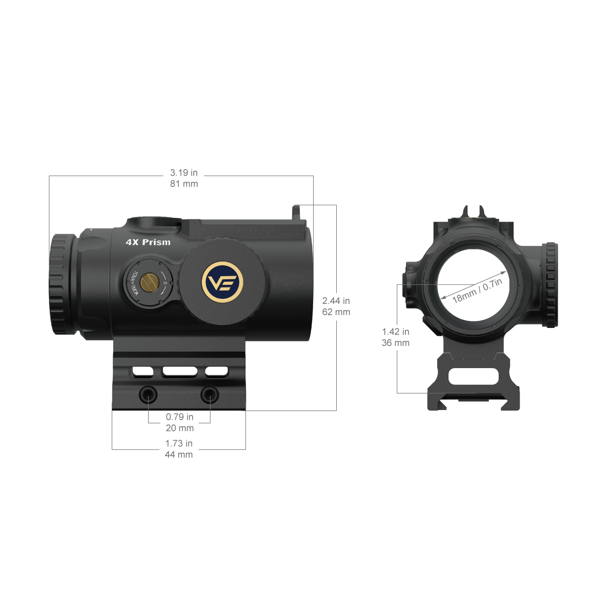 Vector Optics Paragon 4x24 ultra compacte prism rifle scope