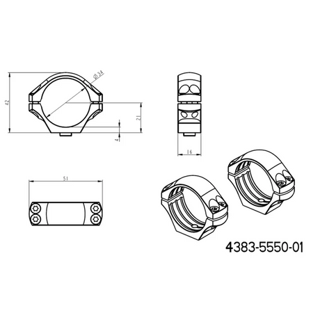34mm montageringen | lange Picatinny QD Tactische basis