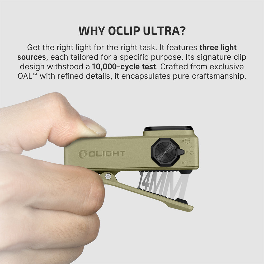 Olight Oclip Ultra | 3-in-1 clip-on EDC lamp | 530 lm - Olive Green