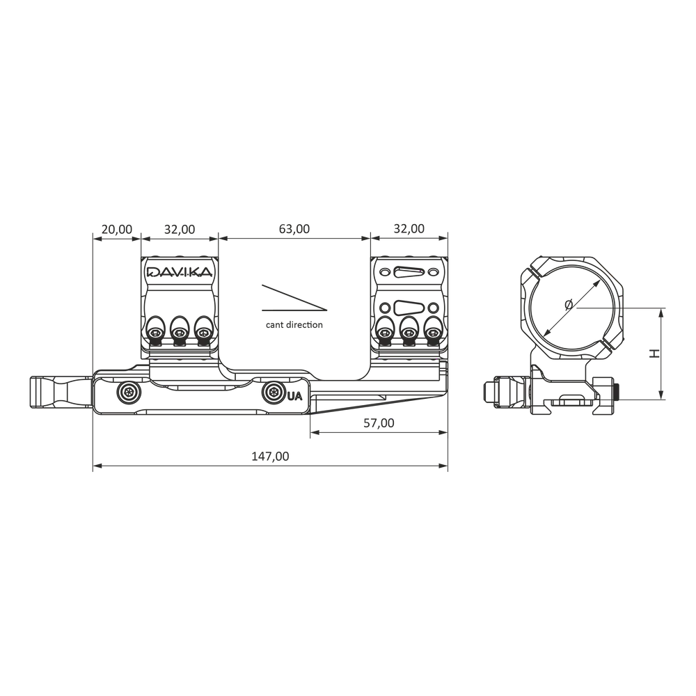 34mm scope mount cantilever | Picatinny QD Ergo basis 