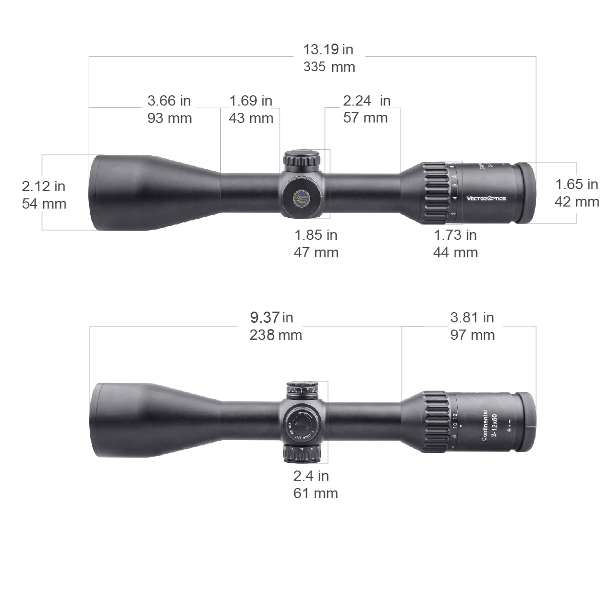 Vector Optics Continental 2-12x50 SFP richtkijker 