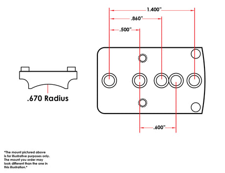 Universal shotgun / rifle [.670’’ Radius] red dot montage | Trijicon RMR footprint