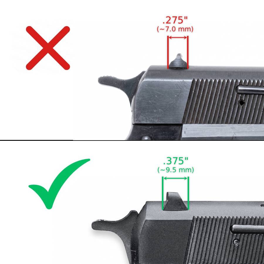 Browning Hi-Power [Vigilante Mark III Practical HP40] verstelbare richtmiddelen | witte lijnen
