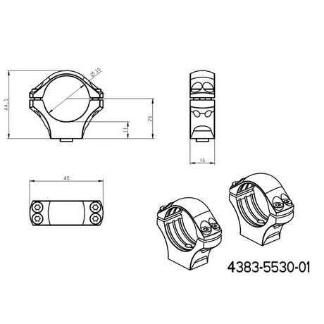 30mm montageringen | lange Picatinny QD Tactische basis 