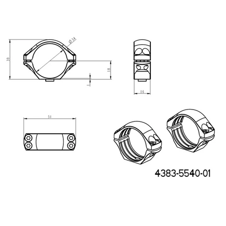 34mm montageringen | lange Picatinny QD Tactische basis 