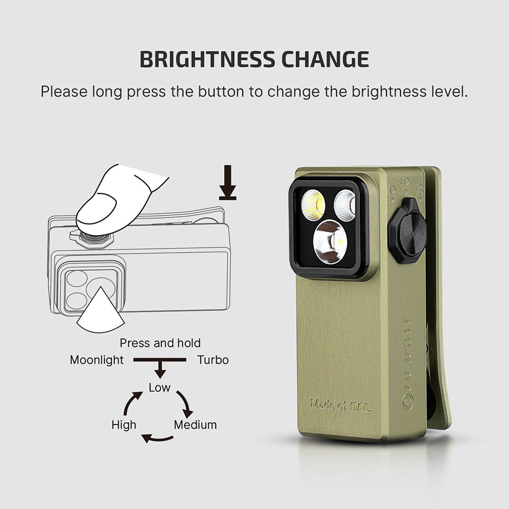 Olight Oclip Ultra | 3-in-1 clip-on EDC lamp | 530 lm - Olive Green