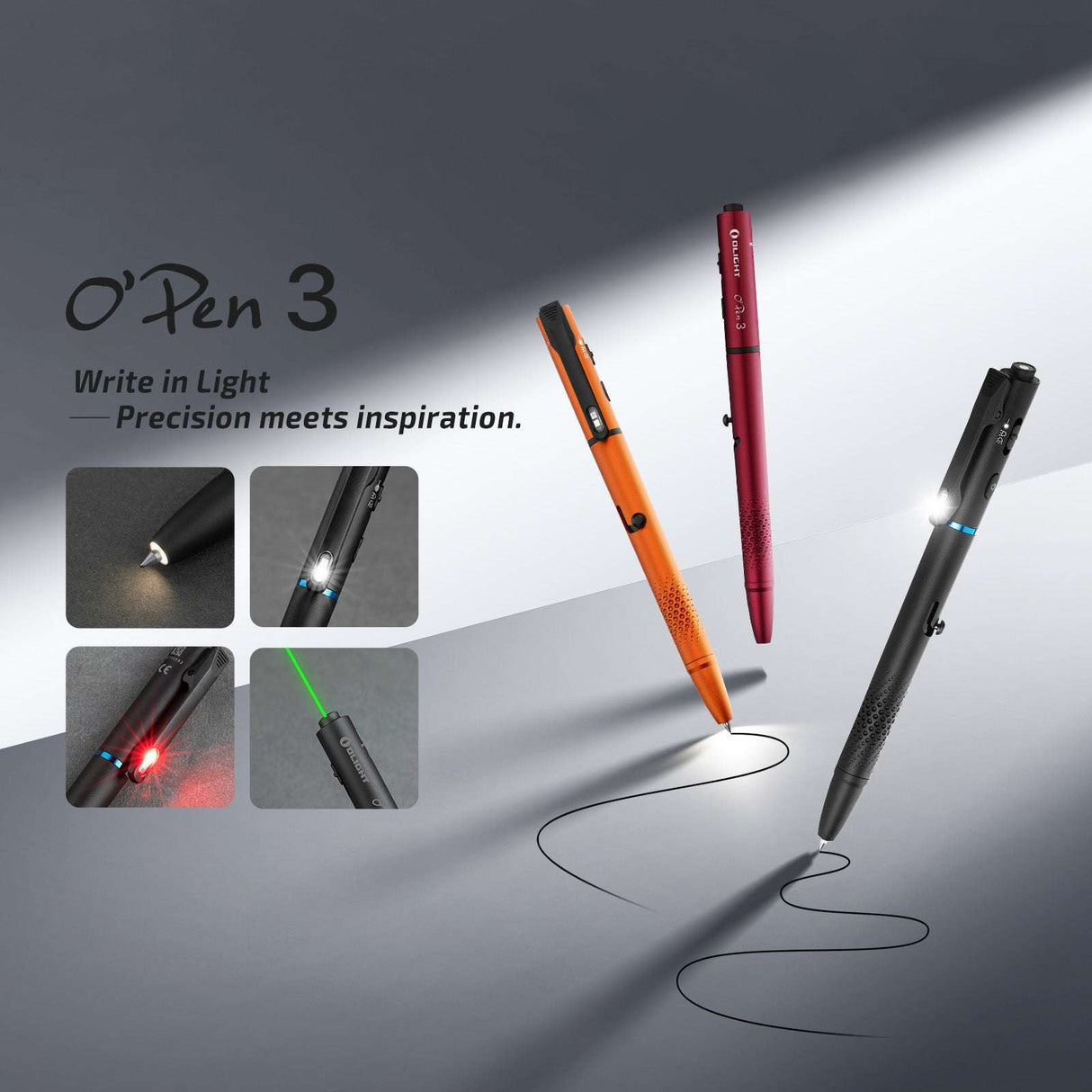 Olight O’Pen 3 | multifunctionele penlight | 120 lm + groene laser - Zwart
