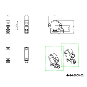 30mm montageringen | Picatinny base with lever - Laag